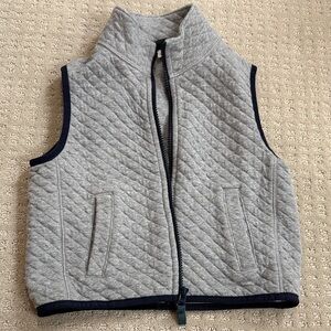 J. Crew Crewcuts Gray Quilted Vest with Navy trim